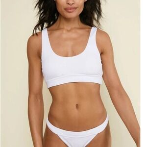 Andie Women's Swim The Ventura Scoop Neck Ribbed Top Swimwear Size M White NWT